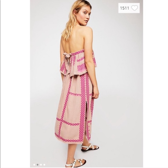 Free People Strapless Embroidered Midi Dress - Picture 2 of 6